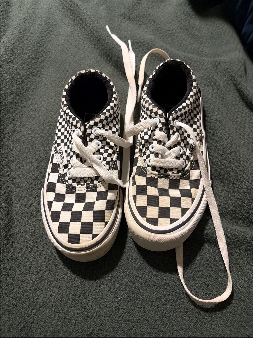 Vans Kids Checkerboard Lace-Up Sneakers in Black and White